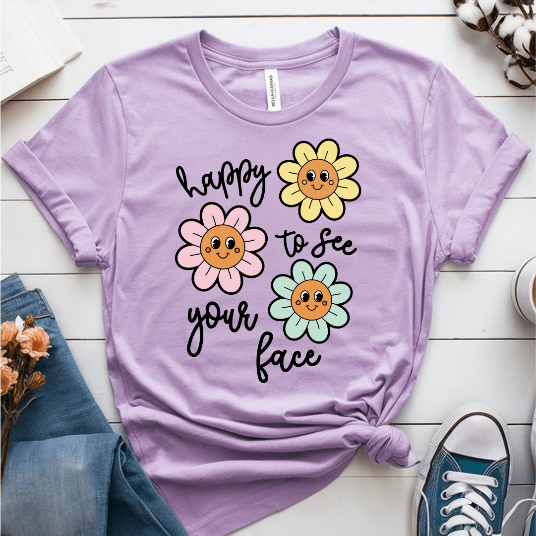 T-Shirt Heather Prism Lilac / S Happy To See Your Face Flowers T-Shirt