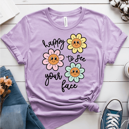 T-Shirt Heather Prism Lilac / S Happy To See Your Face Flowers T-Shirt