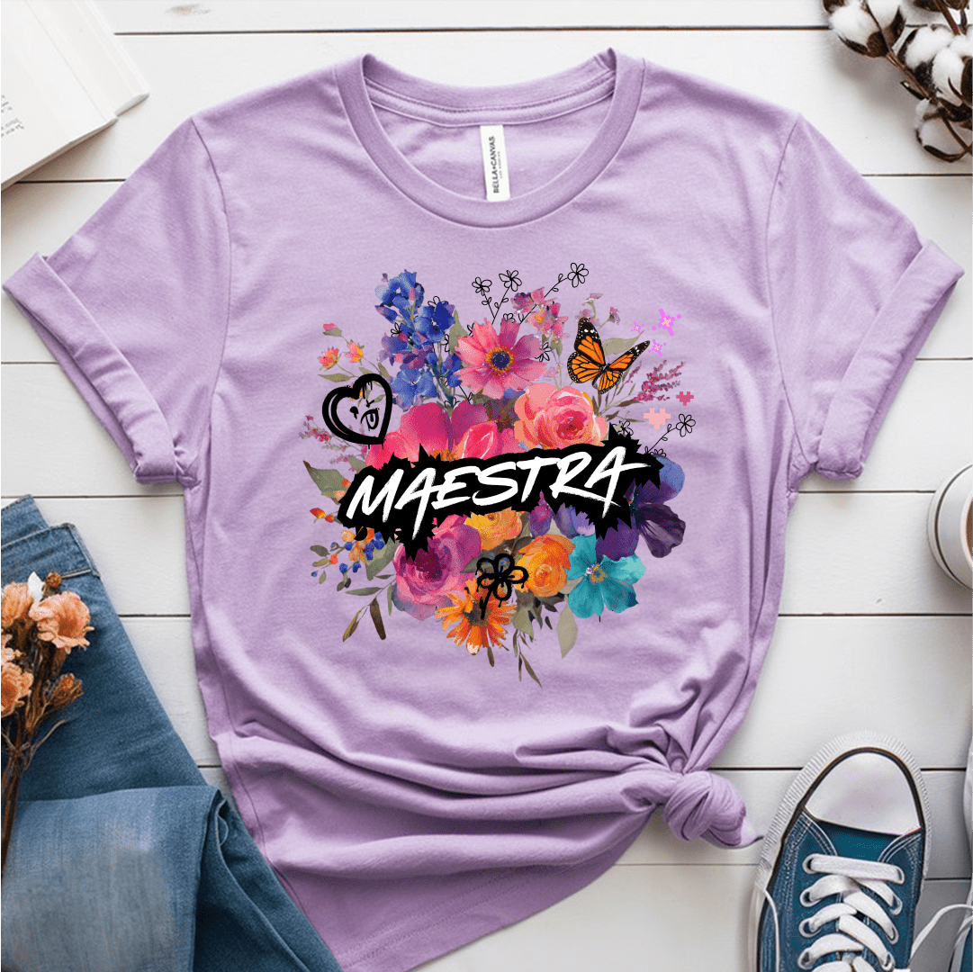 T-Shirt Heather Prism Lilac / S Maestra Watercolor Flowers Mixed Art T-Shirt