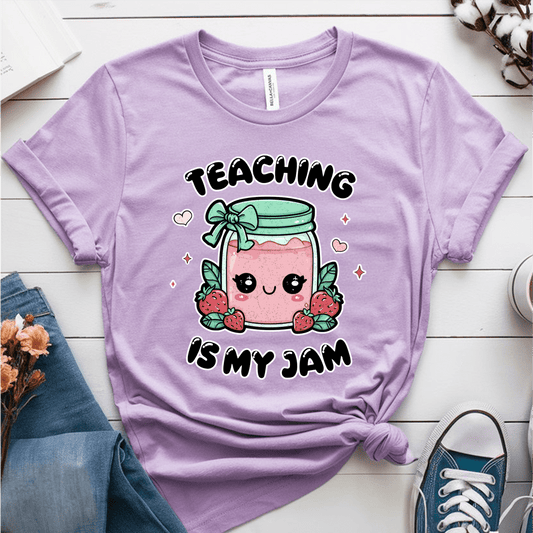 T-Shirt Heather Prism Lilac / S Teaching Is My Jam Strawberry T-Shirt