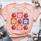 T-Shirt Heather Prism Peach / S Apple Flower Textured Checkerboard Cute Teacher T-Shirt