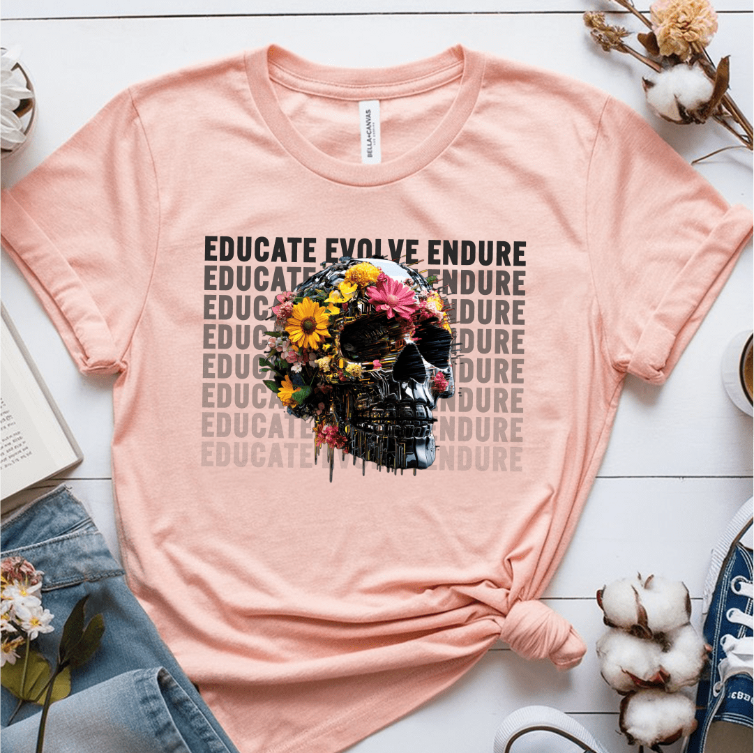 T-Shirt Heather Prism Peach / S Educate Evolve Endure T-Shirt