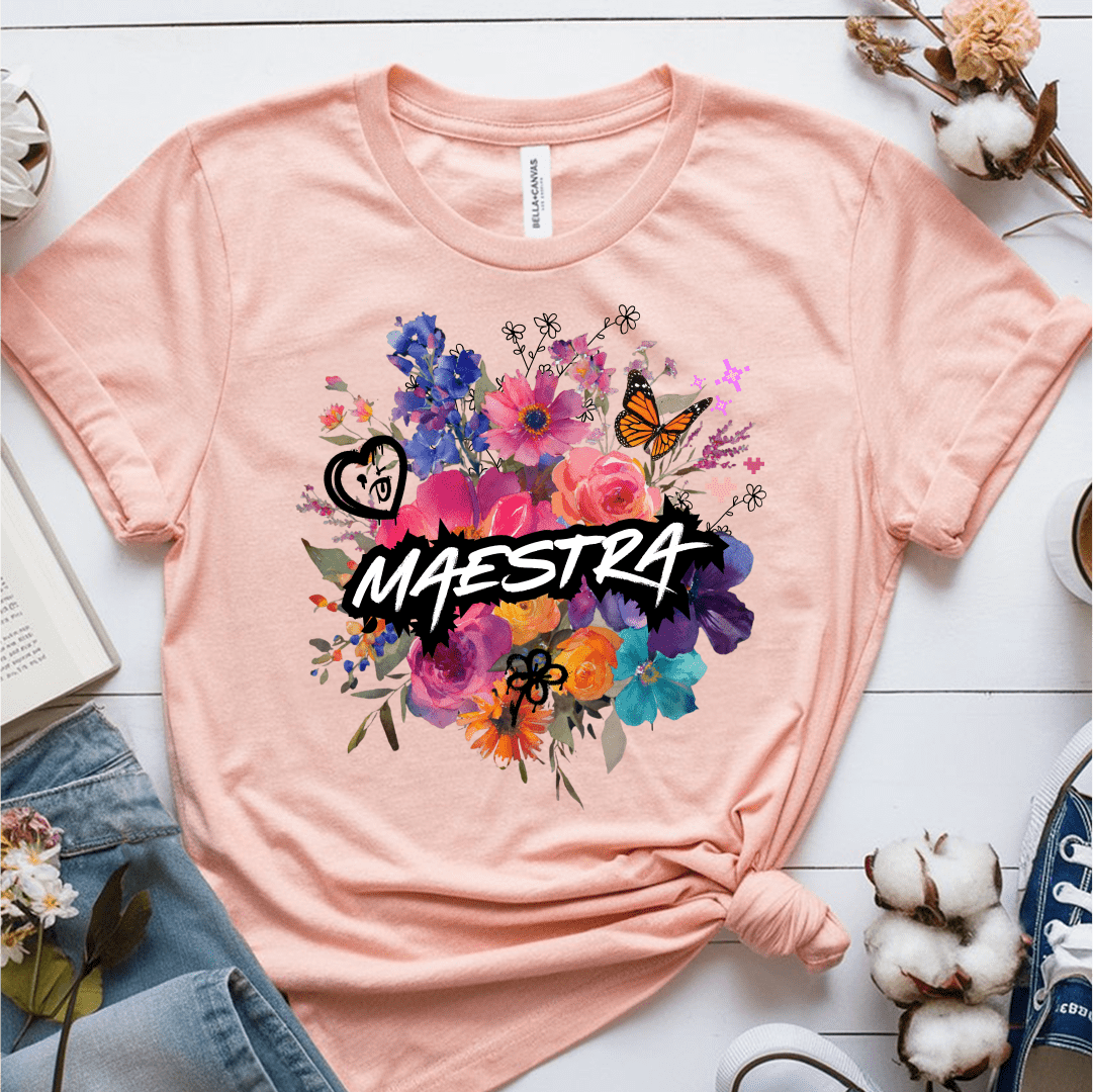 T-Shirt Heather Prism Peach / S Maestra Watercolor Flowers Mixed Art T-Shirt