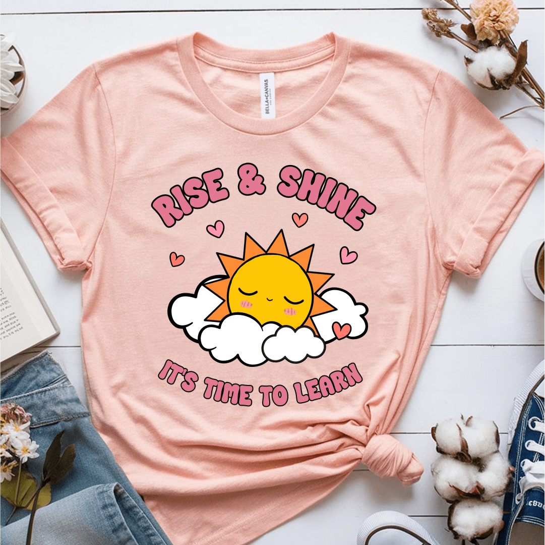 T-Shirt Heather Prism Peach / S Rise & Shine It's Time To Learn T-Shirt