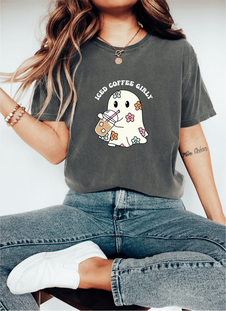 T-Shirt Iced Coffee Girly Ghost T-Shirt