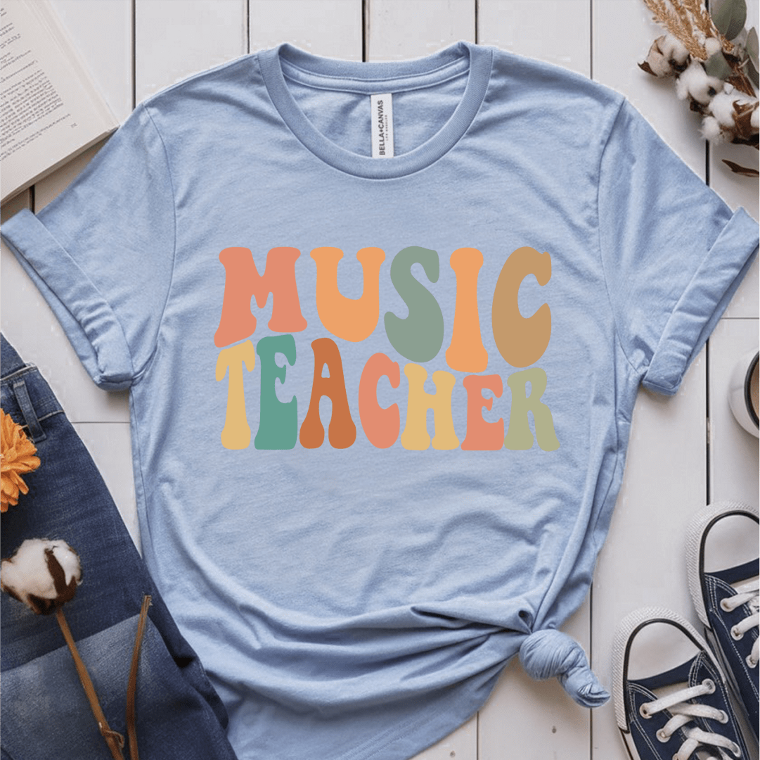 T-Shirt Light Blue / S Music Teacher Fall Colors T-Shirt
