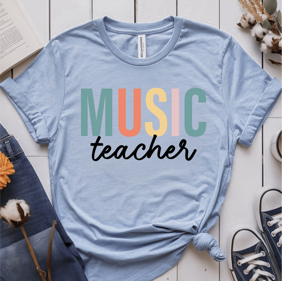 T-Shirt Light Blue / S Music Teacher Pastel Block T-Shirt