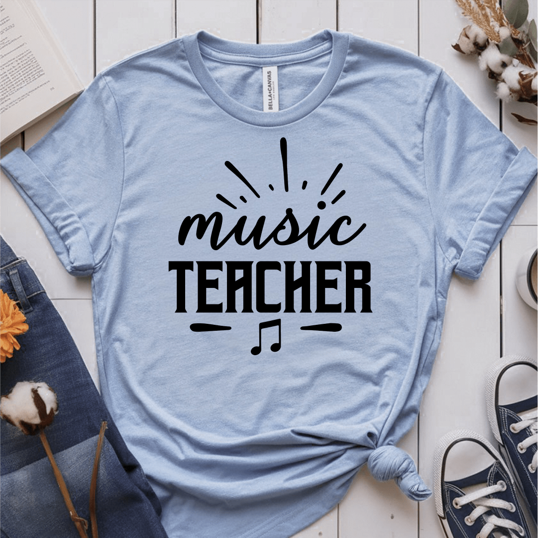 T-Shirt Light Blue / S Music Teacher Text T-Shirt