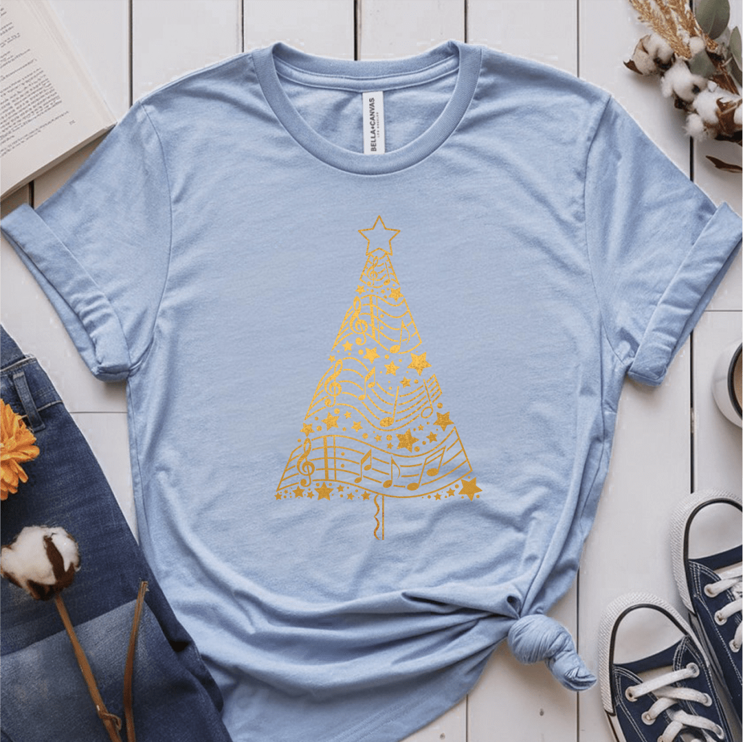 T-Shirt Light Blue / S Musical Notes Christmas Tree T-Shirt