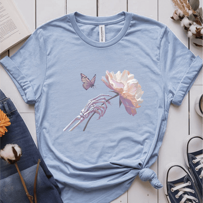 T-Shirt Light Blue / S Skeleton Butterfly Flower T-Shirt