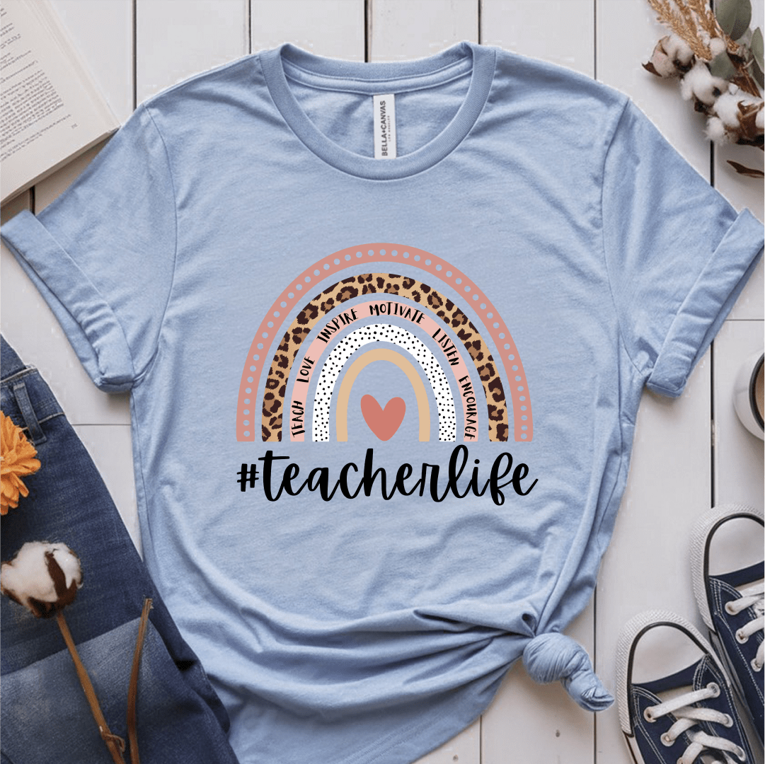 T-Shirt Light Blue / S Teacher Life Rainbow T-Shirt