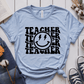 T-Shirt Light Blue / S Teacher Wavy Groovy Text Lightning Smile T-Shirt