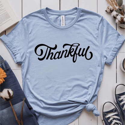 T-Shirt Light Blue / S Thankful Cursive T-Shirt