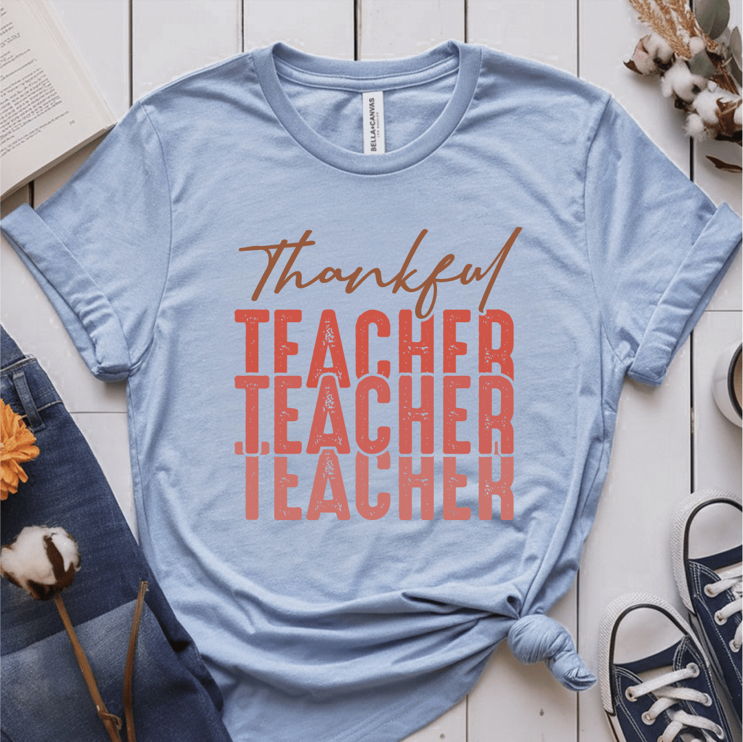 T-Shirt Light Blue / S Thankful Teacher Multiple Pink T-Shirt