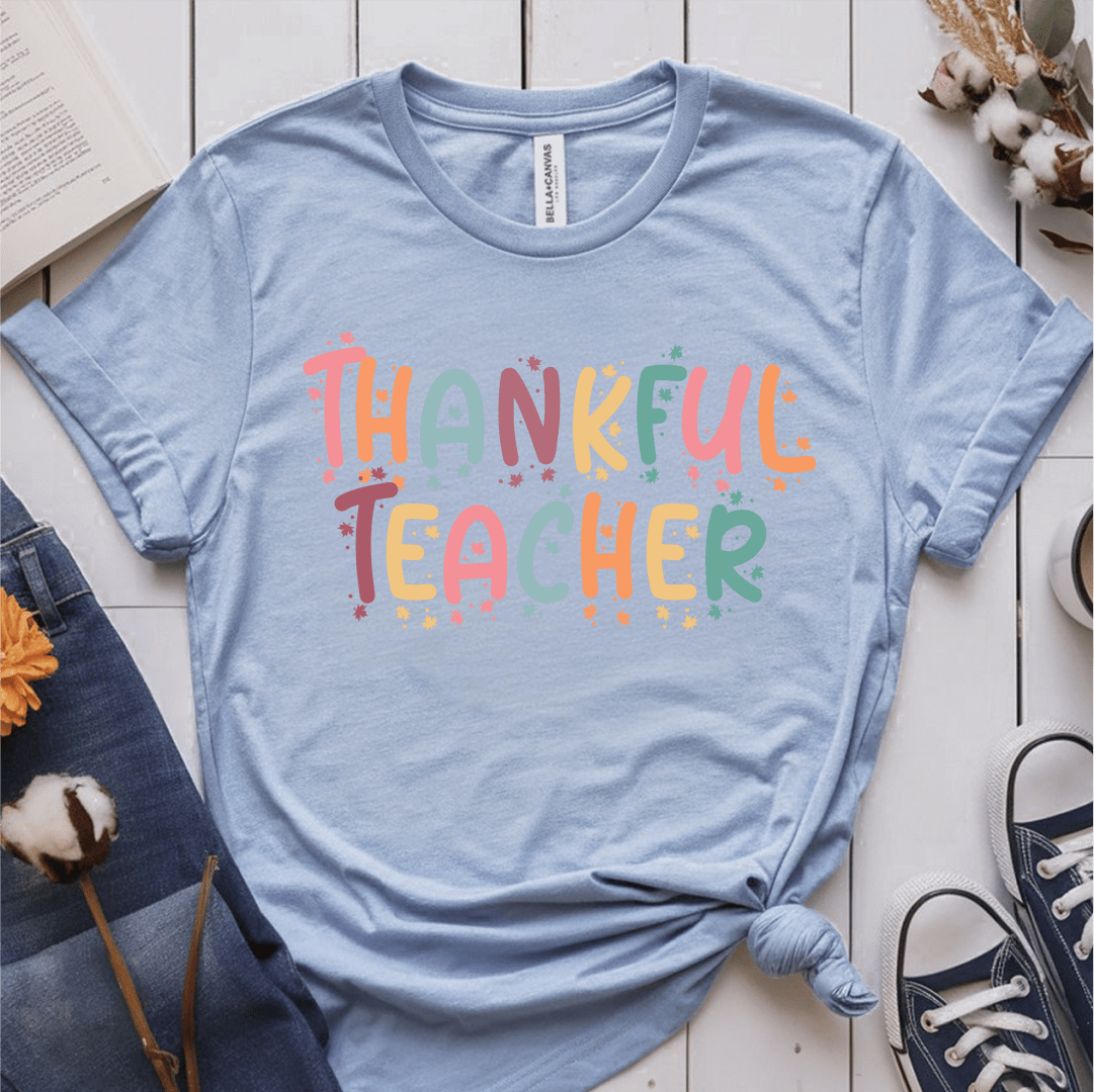 T-Shirt Light Blue / S Thankful Teacher Pastel Sparks T-Shirt