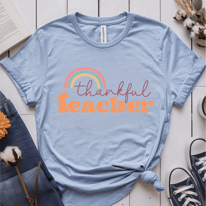 T-Shirt Light Blue / S Thankful Teacher Rainbow T-Shirt