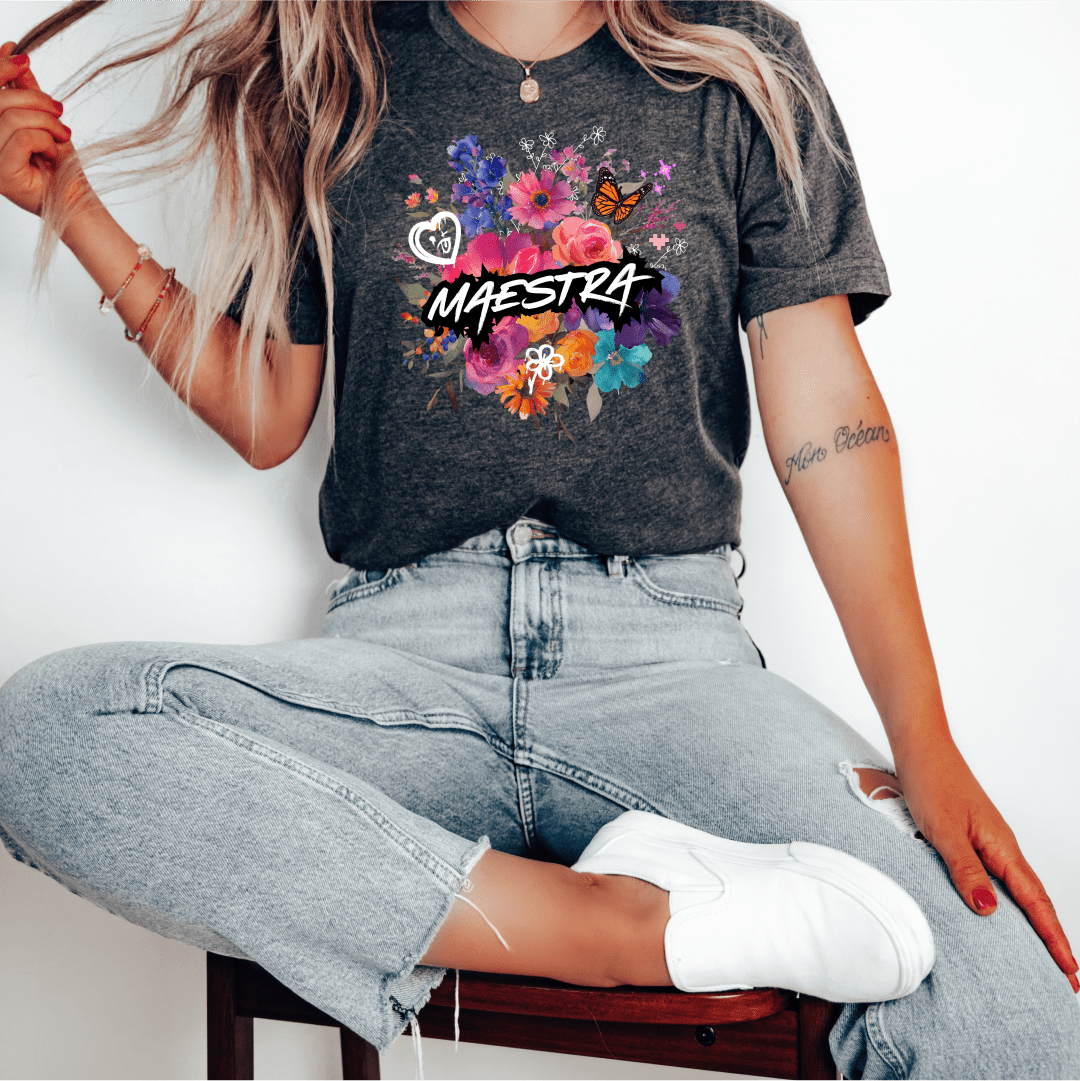 T-Shirt Maestra Watercolor Flowers Mixed Art T-Shirt