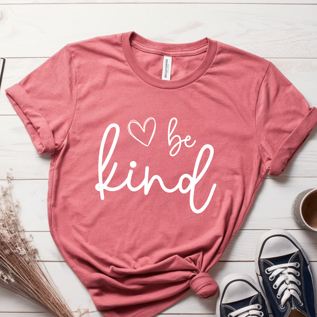 T-Shirt Mauve / S Be Kind Heart Sketch T-Shirt