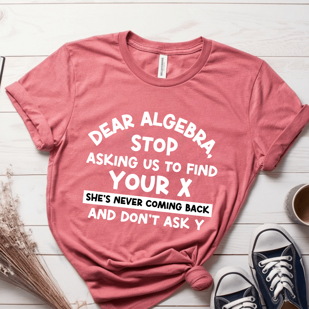 T-Shirt Mauve / S Dear Algebra Stop Asking Us To Find Your X T-Shirt