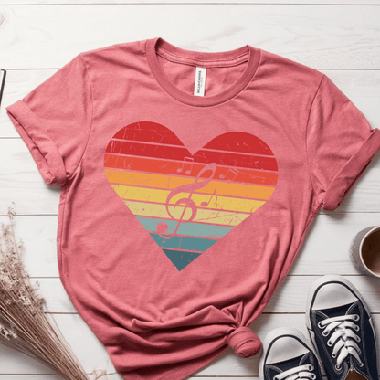 T-Shirt Mauve / S Heart Music Retro T-Shirt