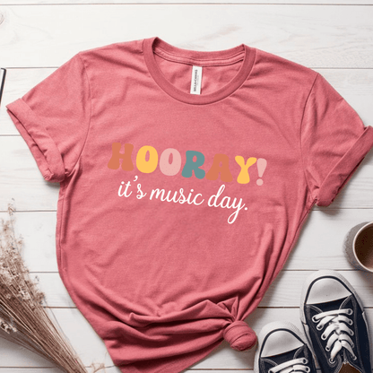 T-Shirt Mauve / S Hooray Its Music Day T-Shirt