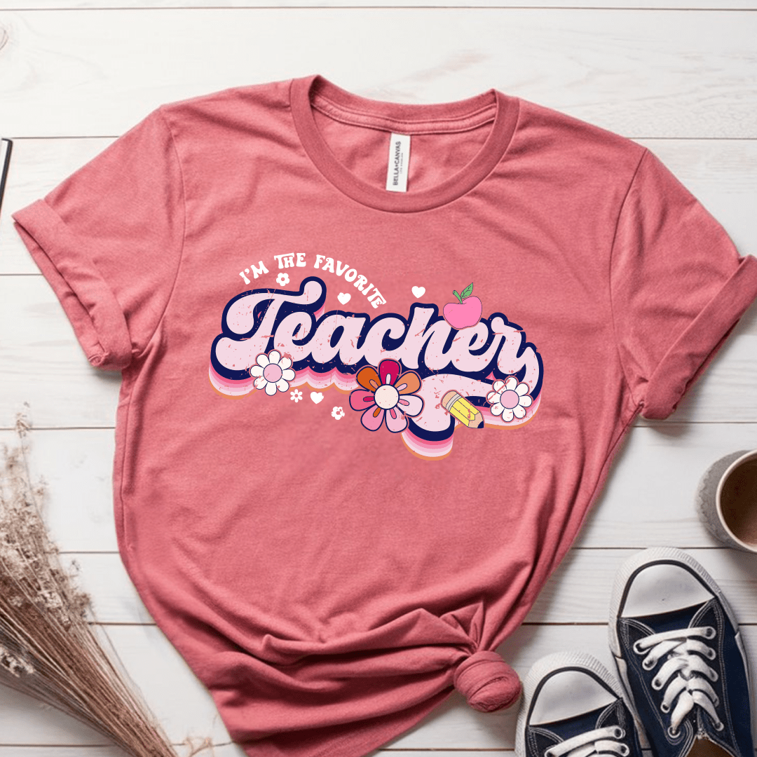 T-Shirt Mauve / S Im The Favorite Teacher (pink flowers) T-Shirt