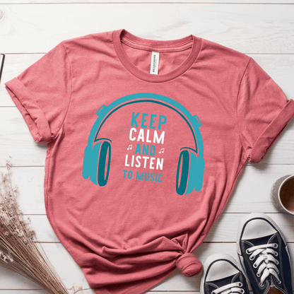 T-Shirt Mauve / S Keep Calm And Listen To Music T-Shirt