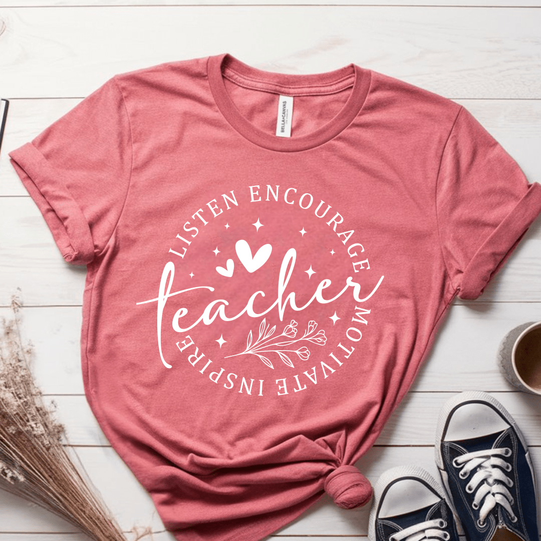 T-Shirt Mauve / S Listen Encourage Teacher T-Shirt