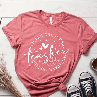 T-Shirt Mauve / S Listen Encourage Teacher T-Shirt