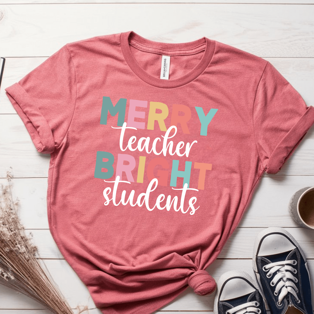 T-Shirt Mauve / S Merry Teacher Bright Students T-Shirt