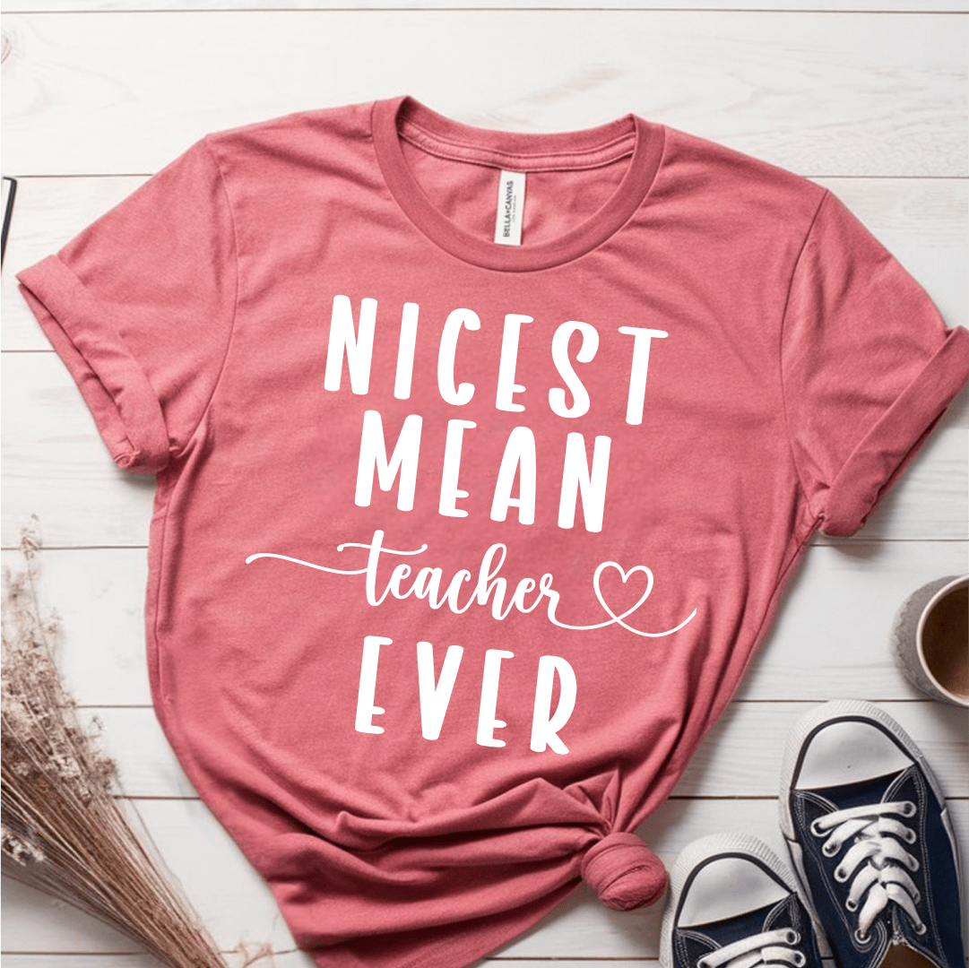 T-Shirt Mauve / S Nicest Mean Teacher Ever T-Shirt