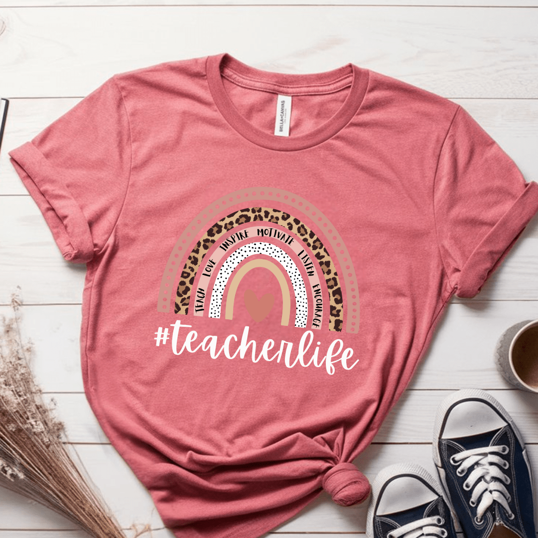 T-Shirt Mauve / S Teacher Life Rainbow T-Shirt