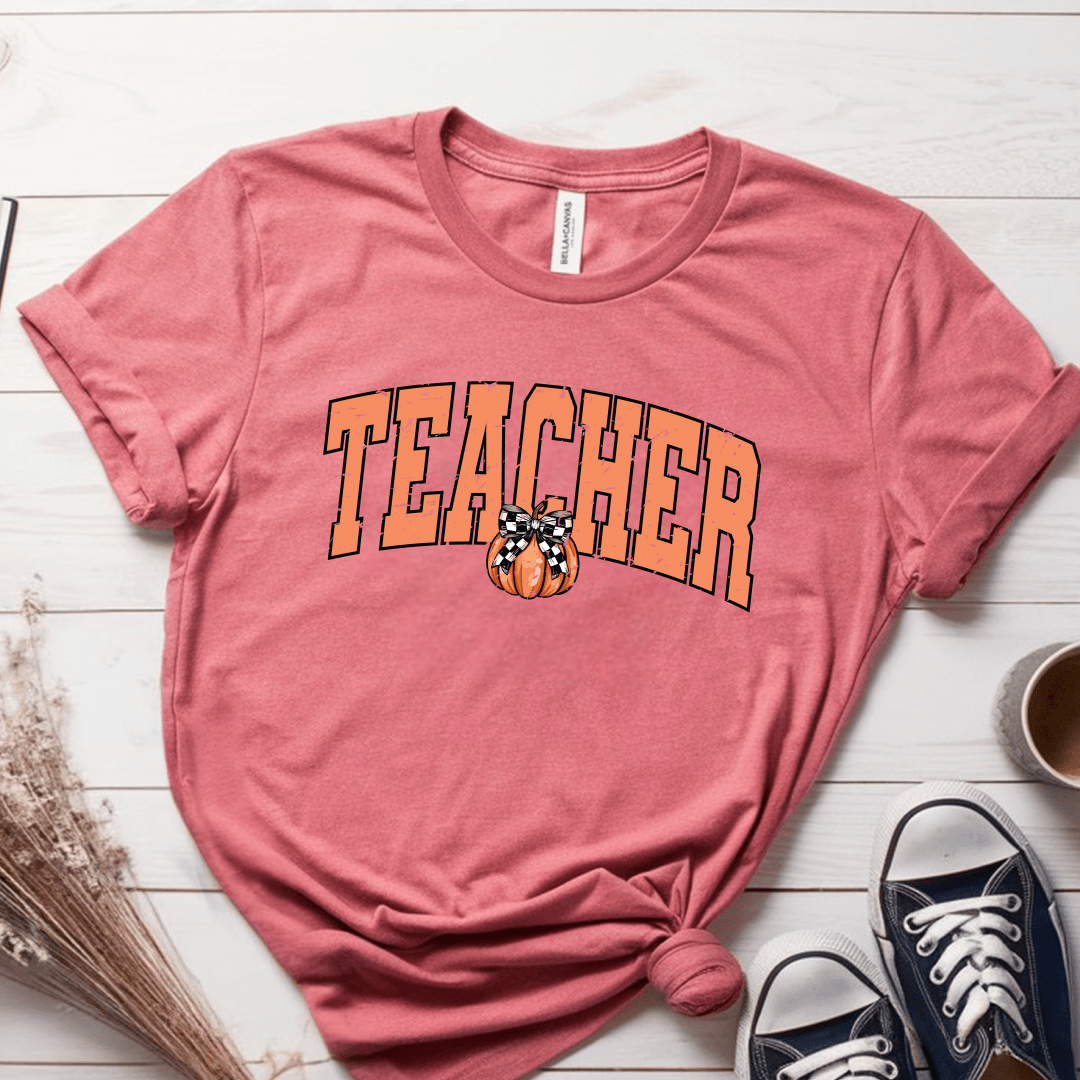 T-Shirt Mauve / S Teacher Pumpkin Retro Vintage T-Shirt