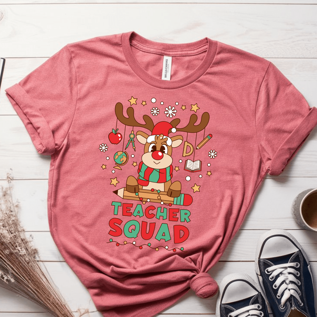 T-Shirt Mauve / S Teacher Squad Reindeer T-Shirt