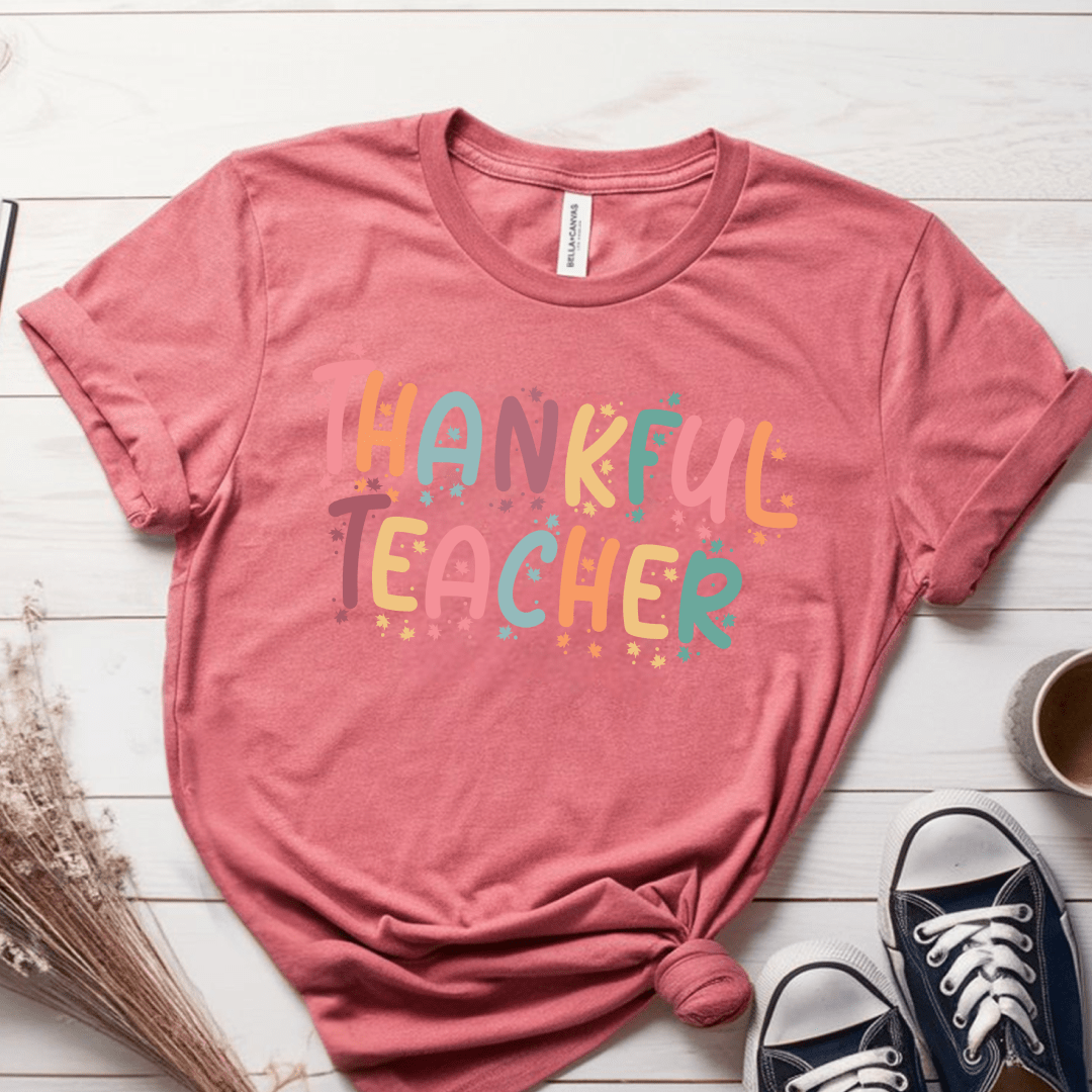 T-Shirt Mauve / S Thankful Teacher Pastel Sparks T-Shirt