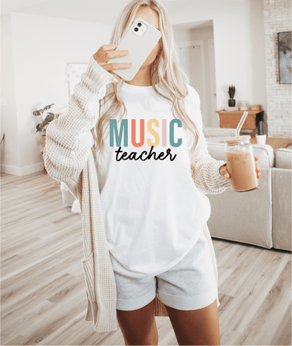 T-Shirt Music Teacher Pastel Block T-Shirt