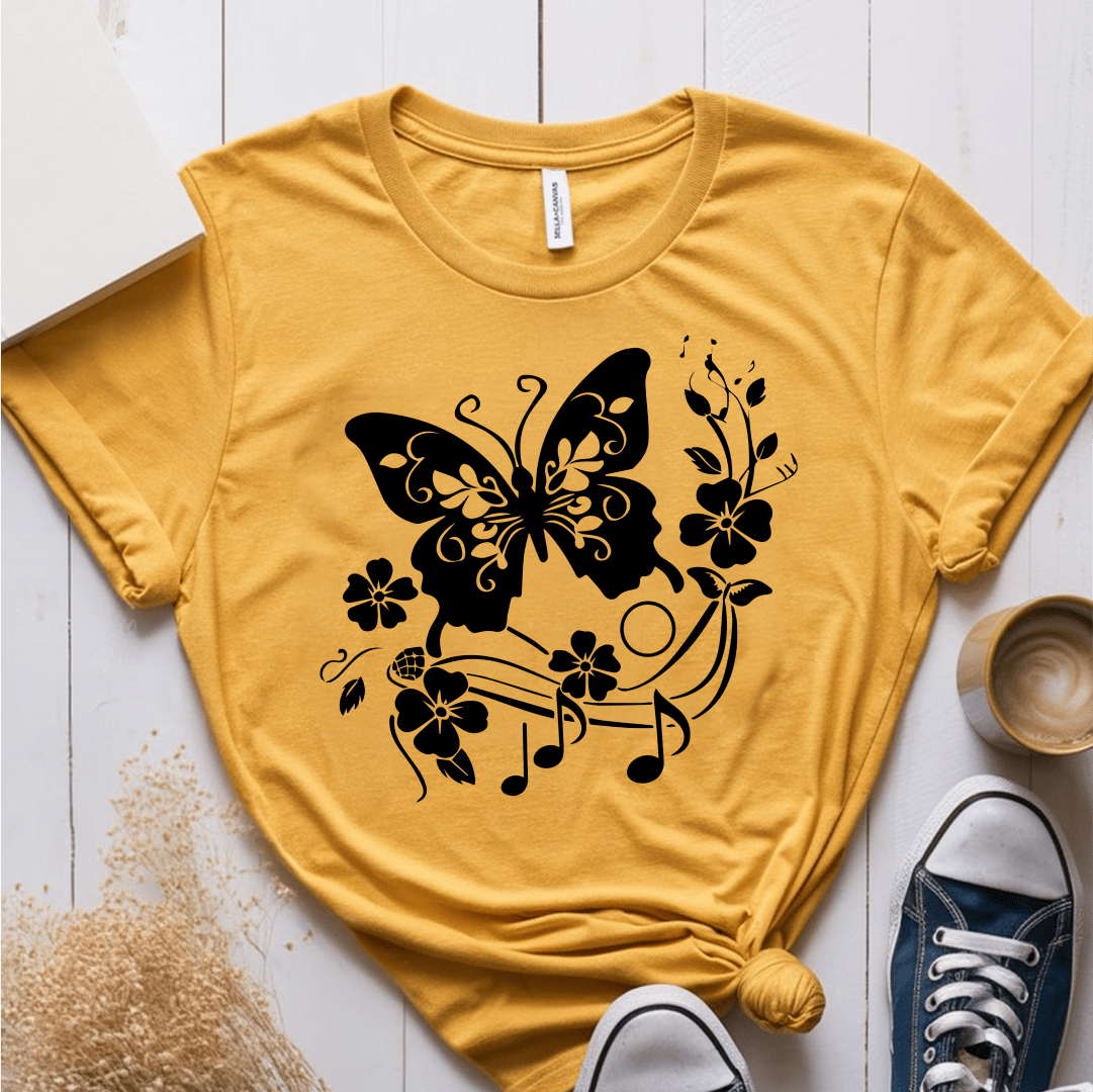 T-Shirt Mustard / S Butterfly Note T-Shirt