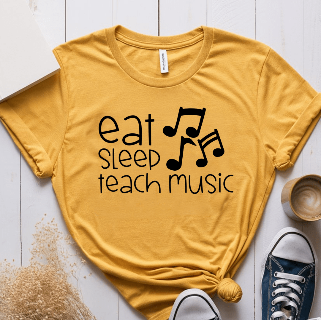 T-Shirt Mustard / S Eat Sleep Teach Music T-Shirt
