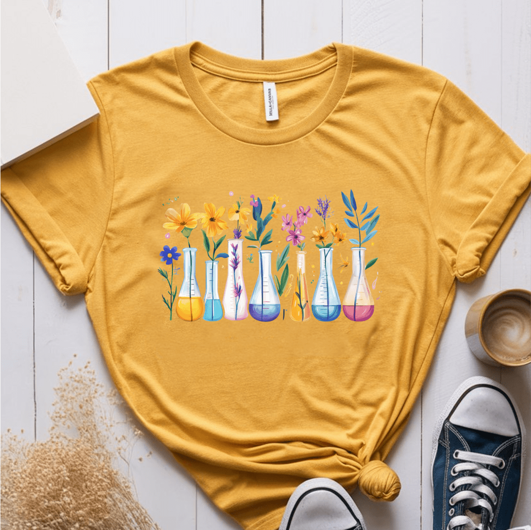 T-Shirt Mustard / S Flowers Science Beakers T-Shirt