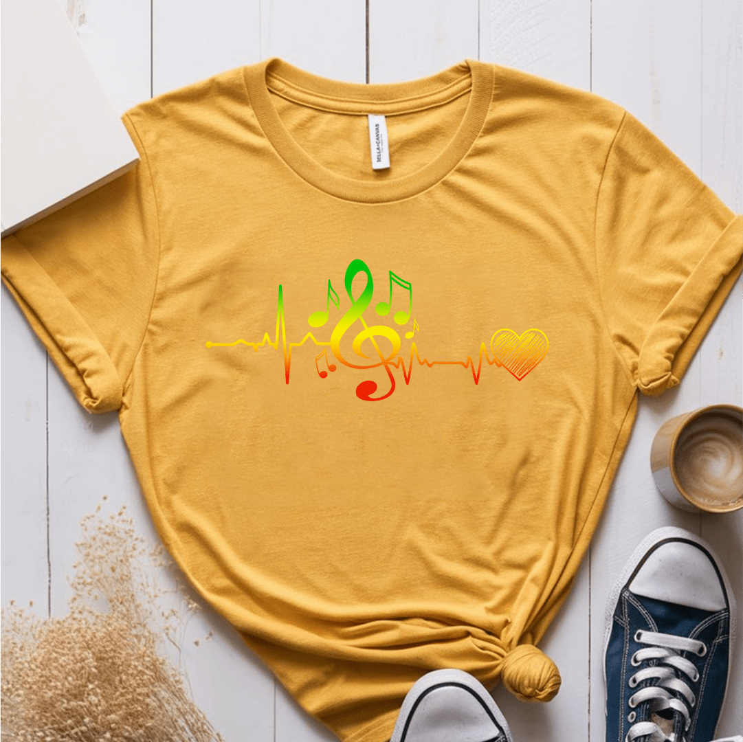 T-Shirt Mustard / S Heartbeat Musical Notes T-Shirt