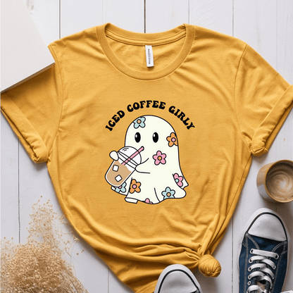 T-Shirt Mustard / S Iced Coffee Girly Ghost T-Shirt