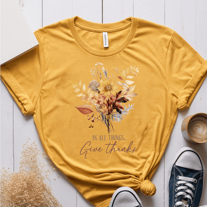 T-Shirt Mustard / S In All Things Give Thanks T-Shirt