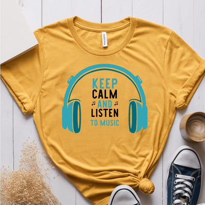 T-Shirt Mustard / S Keep Calm And Listen To Music T-Shirt