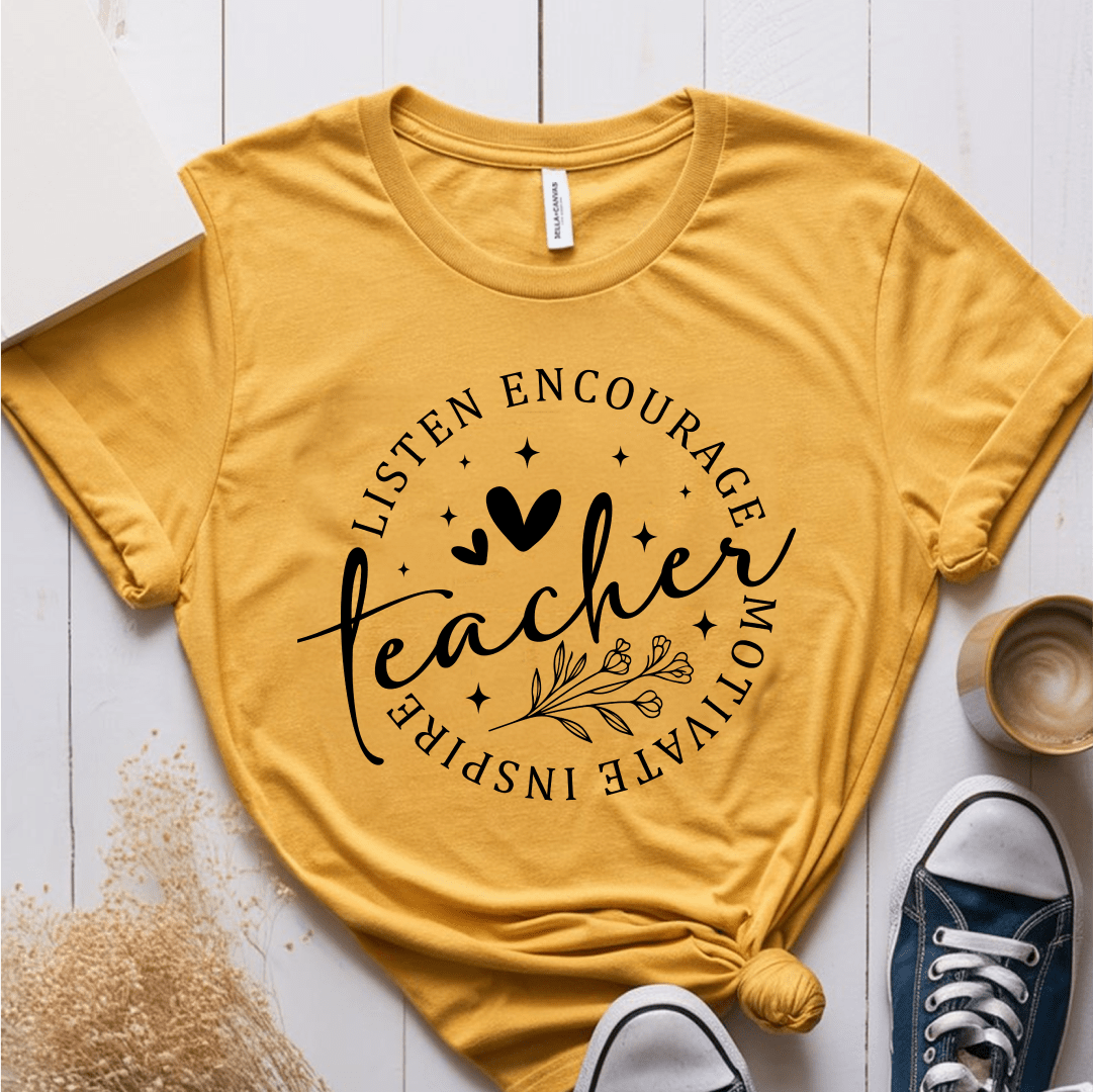 T-Shirt Mustard / S Listen Encourage Teacher T-Shirt