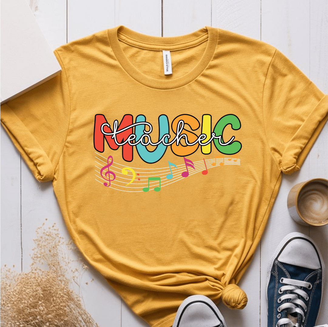 T-Shirt Mustard / S Music Teacher Colorful T-Shirt