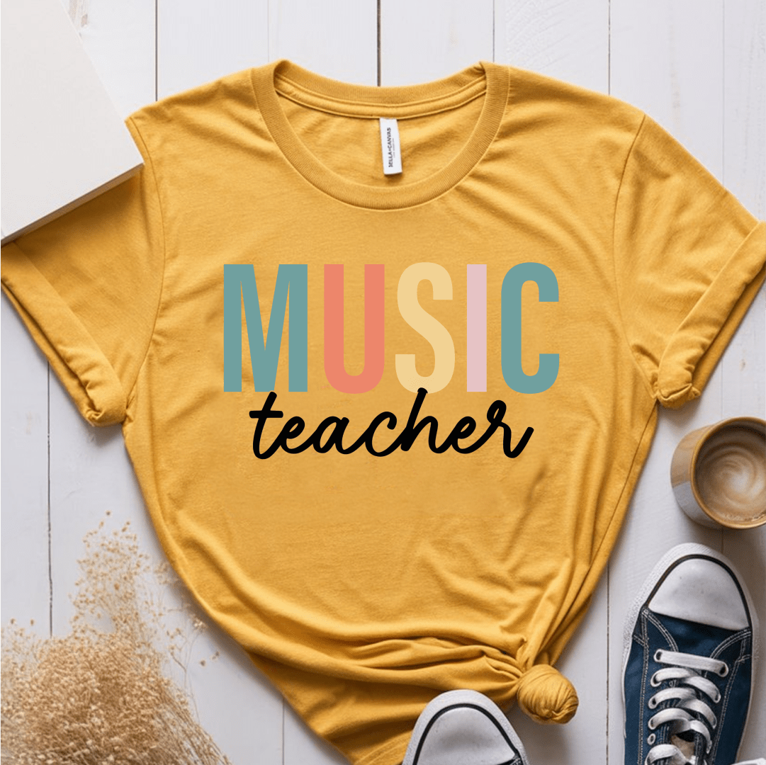 T-Shirt Mustard / S Music Teacher Pastel Block T-Shirt