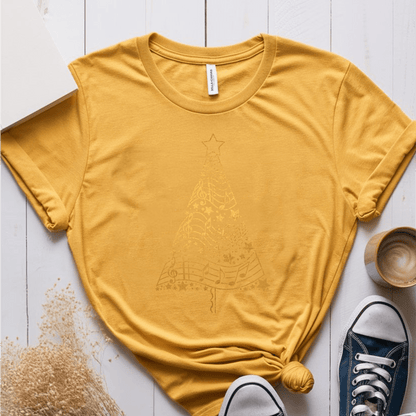 T-Shirt Mustard / S Musical Notes Christmas Tree T-Shirt