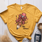 T-Shirt Mustard / S Personalized Name Pencil Pattern Bow Hearts T-Shirt