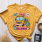 T-Shirt Mustard / S Personalized Name School Bus Cute Icon Pencil T-Shirt