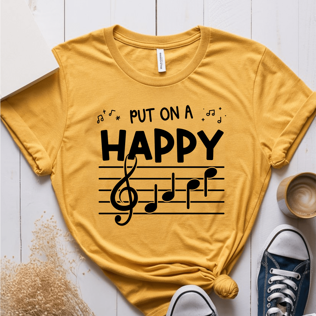 T-Shirt Mustard / S Put On A Happy Face (Music) T-Shirt